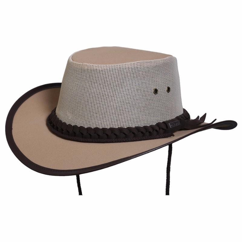 Cloth Hat Outback Hats Beige / Small Aussie Cooler Canvas Mesh Hiker Hat
