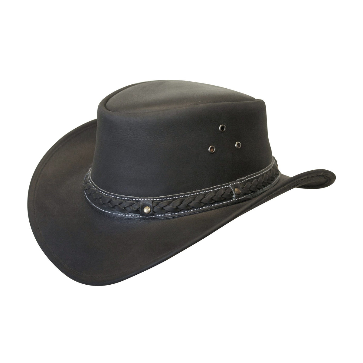 Leather Hat Outback Hats Black / Small Down Under Leather Hat