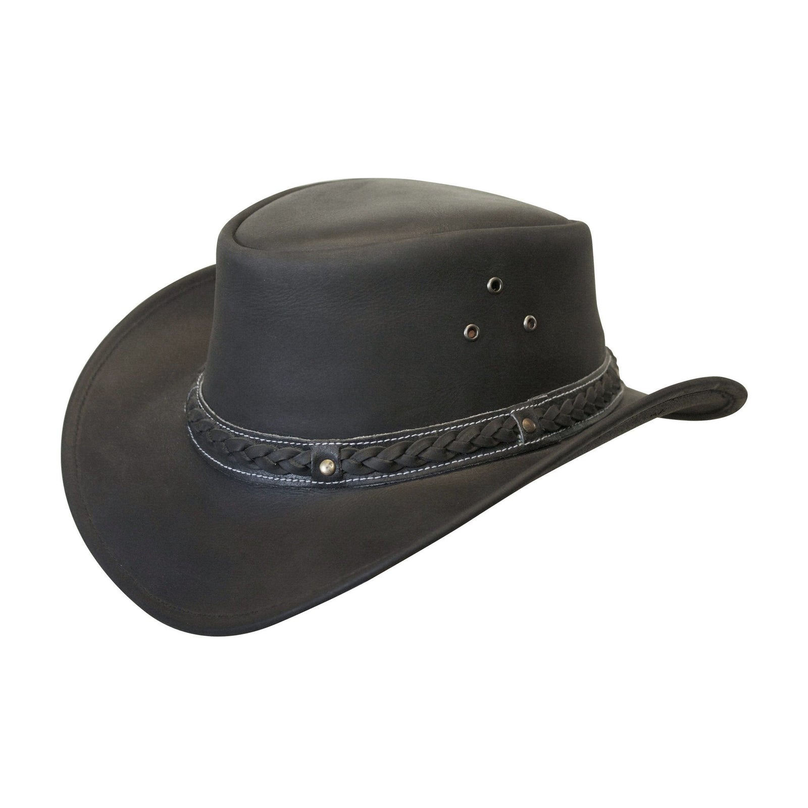Leather Hat Outback Hats Black / Small Down Under Leather Hat