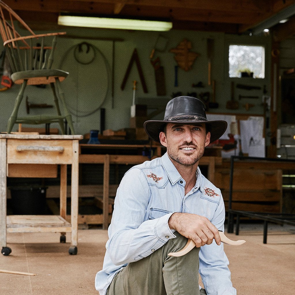 Leather Hat Outback Hats Kangaroo Crossing Buffalo Hide Hat