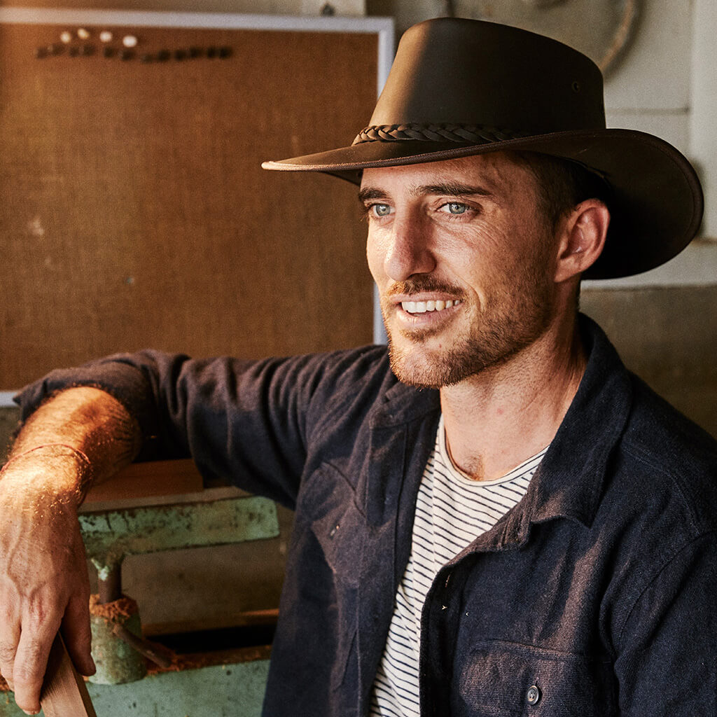 Leather Hat Outback Hats Lone Wolf Crushable Leather Hat