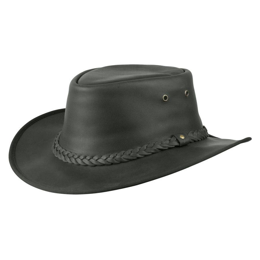 Leather Hat Outback Hats Black / Small Lone Wolf Crushable Leather Hat