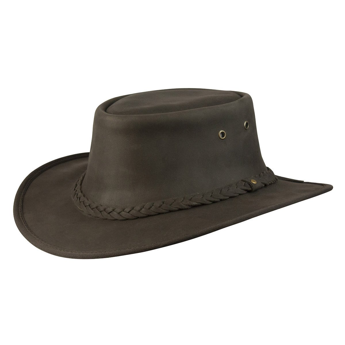 Leather Hat Outback Hats Brown / Small Lone Wolf Crushable Leather Hat