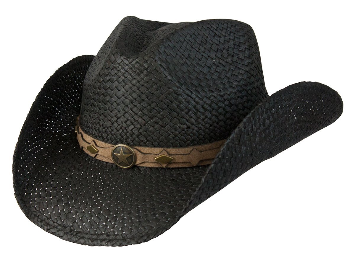 Straw Hat Western Hats Black / Small/Medium Country Western Raffia Shapeable Hat