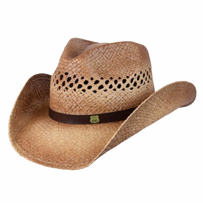 Straw Hat Western Hats Caramel / Small/Medium Rt 66 Cowboy Raffia Hat