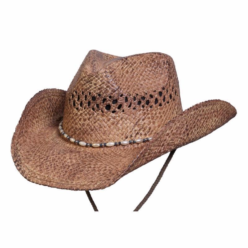 Straw Hat Women's Hat Coffee / One Size Pearl Western Raffia Hat