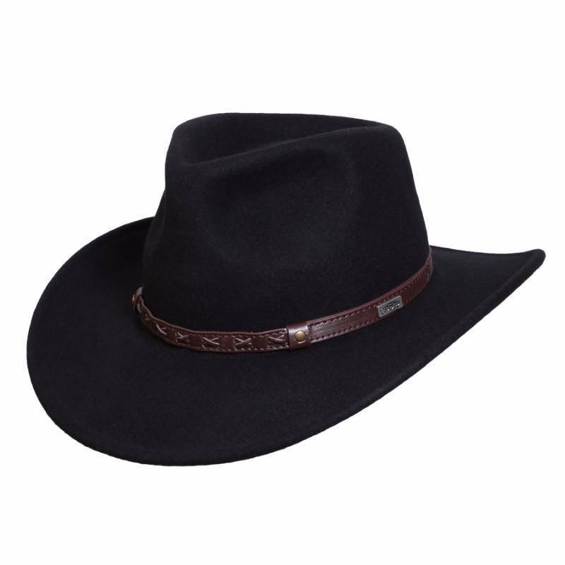 Wool Hat Outback Hats Black / Small Crossroads Crushable Wool Hat