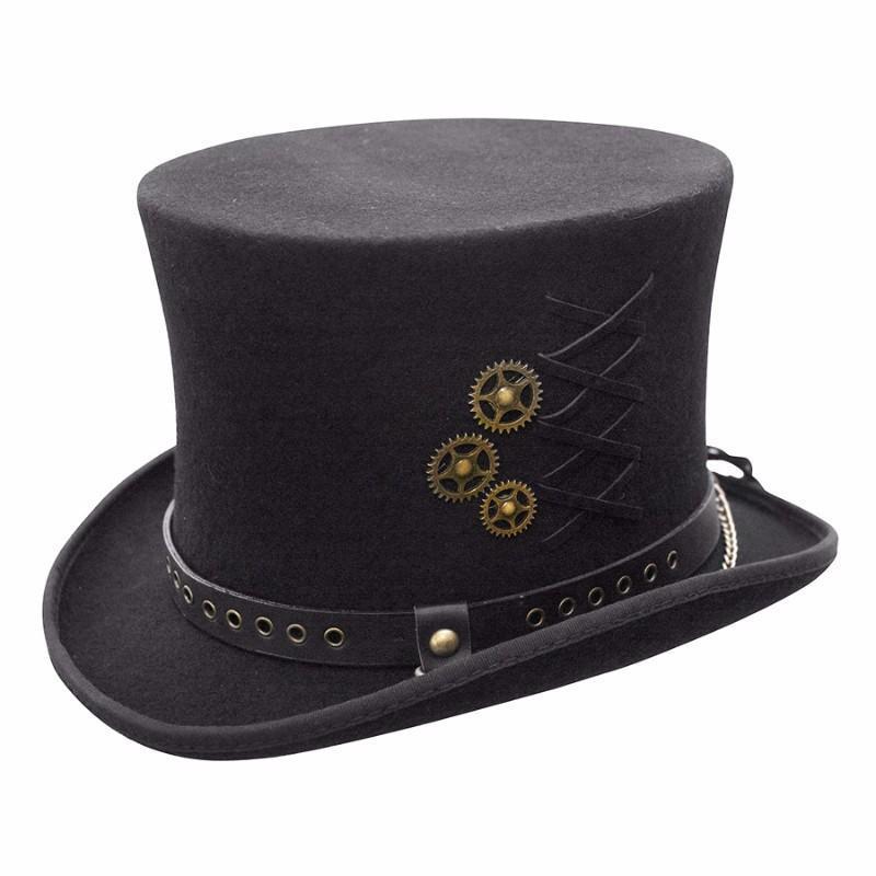 Wool Hat Steampunk Hats Black / XX-Large Steampunk Wool Top Hat