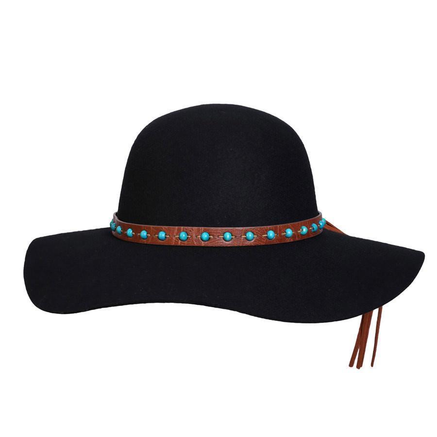 Wool Hat Women's Hat Black 1970 Australian Wool Floppy Hat