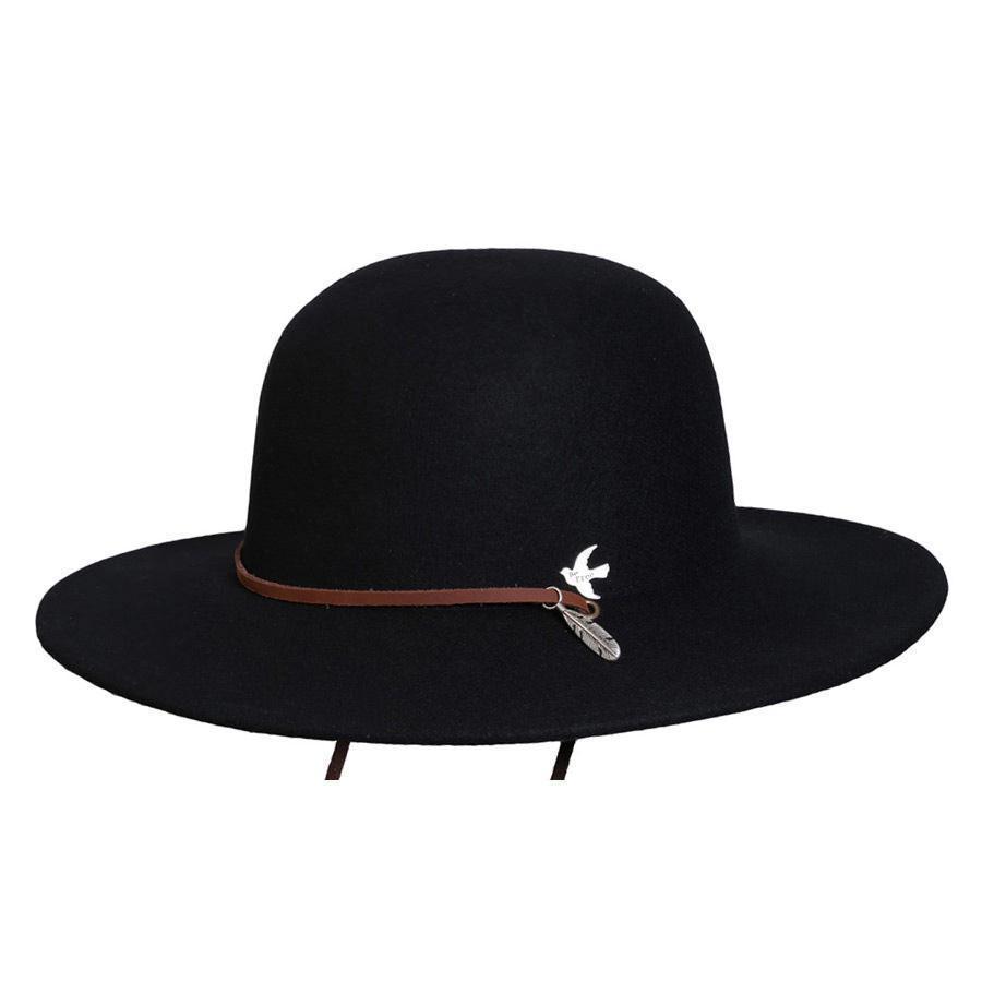 Wool Hat Women's Hat Black / One Size Bird and Feather Wool Hat