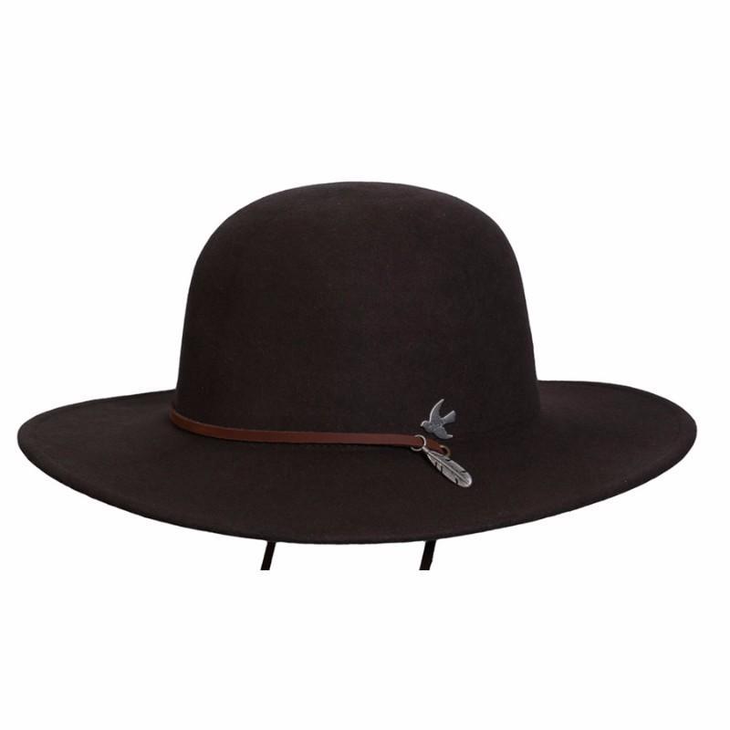Wool Hat Women's Hat Chocolate / One Size Bird and Feather Wool Hat