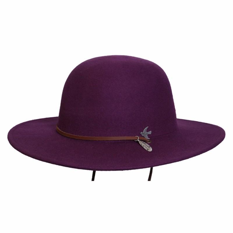 Wool Hat Women's Hat Plum / One Size Bird and Feather Wool Hat